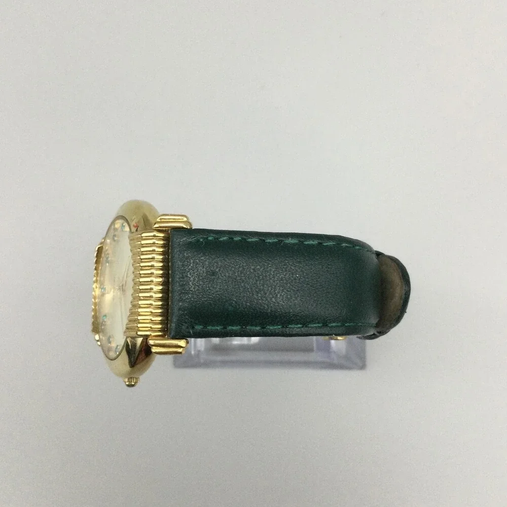 Paolo Gucci Womens Watch 34mm Green Leather Gold Tone PG755YG New Battery - Picture 4 of 14